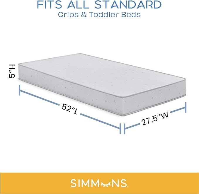 Delta Children Cassie 4-in-1 Convertible Crib with Underdrawer, Lilac + Simmons Kids Silver Nights Dual Sided 2-Stage Baby Crib Mattress (Bundle) - LeafyLoom