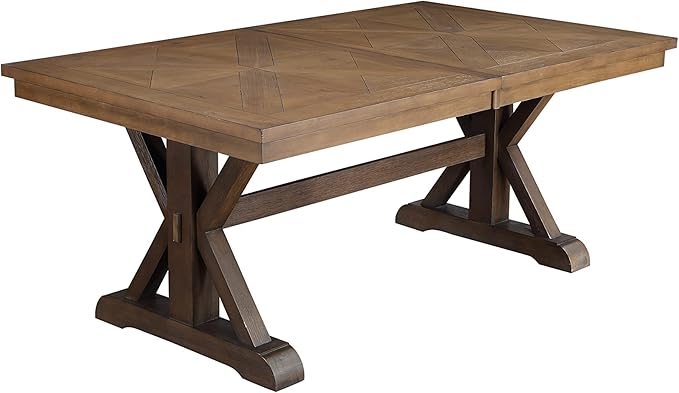 NicBex Dining Table Contemporary Kitchen Table Farmhouse Rustic Dining Table, Gray Fabric, Rustic Brown & Oak Finish Rectangular Dining Table, Easy Assembly, Brown - LeafyLoom