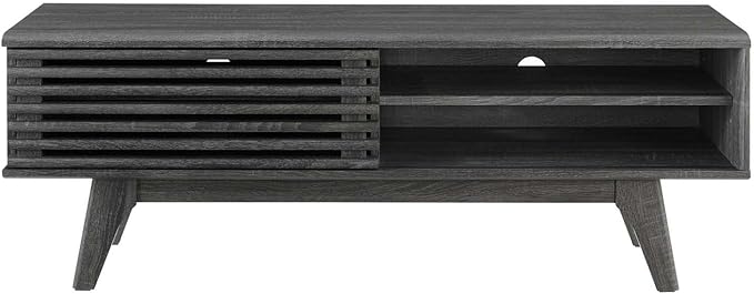 Modway Render Mid-Century Modern Low Profile 48 Inch TV Stand in Charcoal, 48" - LeafyLoom