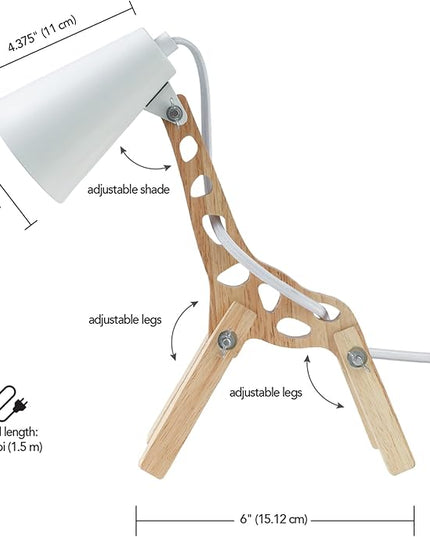 Globe Electric 52210 Gigi Giraffe 11" Wooden Novelty Lamp, White Shade, in-Line On/Off Rocker Switch - LeafyLoom