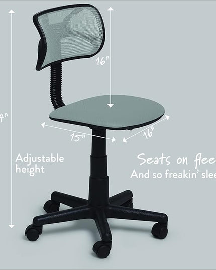 Swivel Mesh Desk Chair, Silver 21D x 21W x 33H in - LeafyLoom
