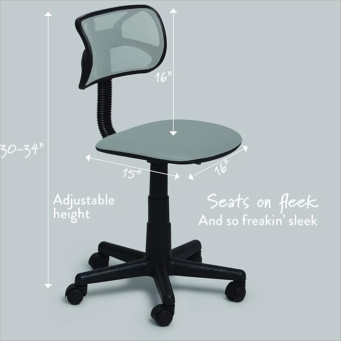 Swivel Mesh Desk Chair, Silver 21D x 21W x 33H in - LeafyLoom