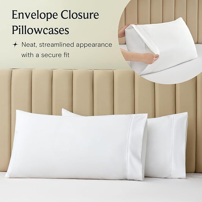 LuxClub 6 PC Full Size Sheet Set Bed Sheets Deep Pockets 18" Eco Friendly Wrinkle Free Cooling Bed Sheets Machine Washable Hotel Bedding Silky Soft - White Full - LeafyLoom