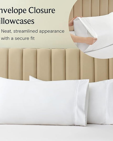 LuxClub Twin Sheets Set - Soft Twin Bed Sheets for Boys and Girls, 4 PC Deep Pockets 18" Eco Friendly Wrinkle Free Fitted Sheets Machine Washable Hotel Bedding Silky Soft - Snow White Twin - LeafyLoom