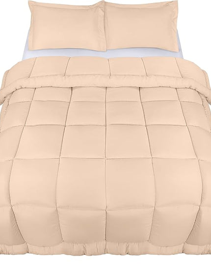Utopia Bedding Queen Size Comforter Set with 2 Pillow Shams, Bedding Comforter Sets, Down Alternative Beige Comforter, Soft and Comfortable, Machine Washable (Pack of 4) - LeafyLoom