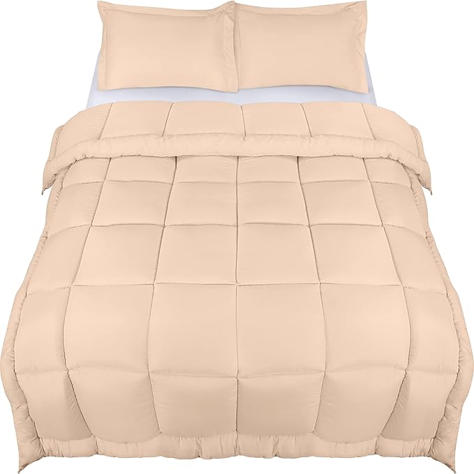 Utopia Bedding Queen Size Comforter Set with 2 Pillow Shams, Bedding Comforter Sets, Down Alternative Beige Comforter, Soft and Comfortable, Machine Washable (Pack of 4) - LeafyLoom