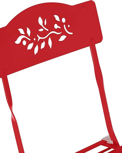 Alpine Corporation Indoor/Outdoor 3-Piece Bistro Set Folding Table and Chairs Patio Seating, Red - LeafyLoom