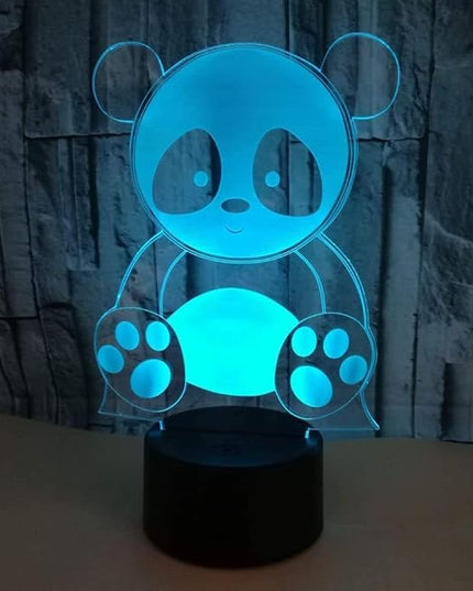 Optical Illusion 3D Panda Night Light 16 Colors Changing USB Power Remote Control Touch Switch Decor Lamp LED Table Desk Lamp Children Kids Christmas Xmas Brithday Gift - LeafyLoom