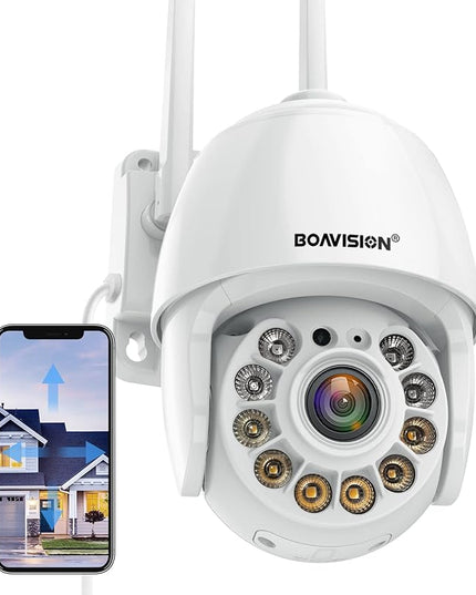 BOAVISION 5MP Security Camera Outdoor, Wireless WiFi IP Camera Home Security System 360° View,Motion Detection, auto Tracking,Two Way Talk,pan Tile Full Color Night Vision BOAVISION