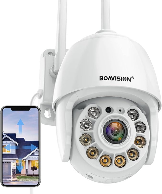 BOAVISION 5MP Security Camera Outdoor, Wireless WiFi IP Camera Home Security System 360° View,Motion Detection, auto Tracking,Two Way Talk,pan Tile Full Color Night Vision BOAVISION