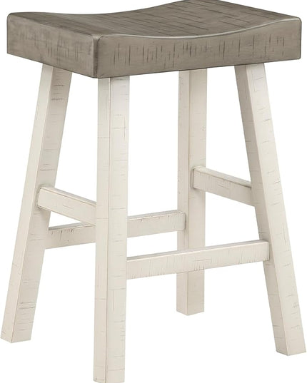 Lexicon Bar Table Set for 3, Small Kitchen table set Kitchen Island Table with 3 Saddle Bar Stools, 4 Piece Dining Table Set for Breakfast Nook, Living Room, Apartment, Counter Height, White/Coffee - LeafyLoom