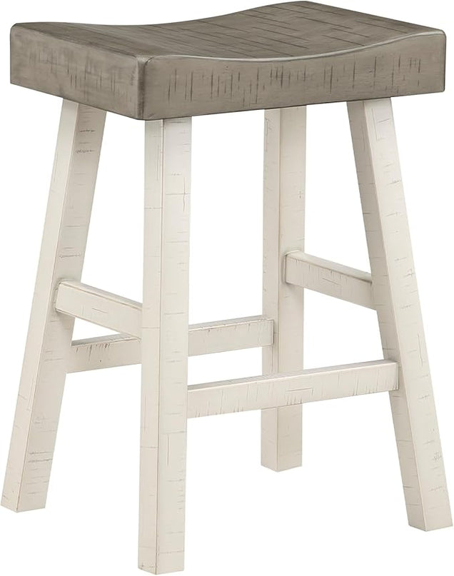 Lexicon Bar Table Set for 3, Small Kitchen table set Kitchen Island Table with 3 Saddle Bar Stools, 4 Piece Dining Table Set for Breakfast Nook, Living Room, Apartment, Counter Height, White/Coffee - LeafyLoom