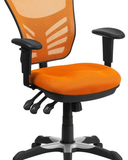 Flash Furniture Nicholas Mid-Back Swivel Office and Gaming Chair, Ergonomic Mesh Office Chair with Adjustable Lumbar Support and Height, Orange - LeafyLoom