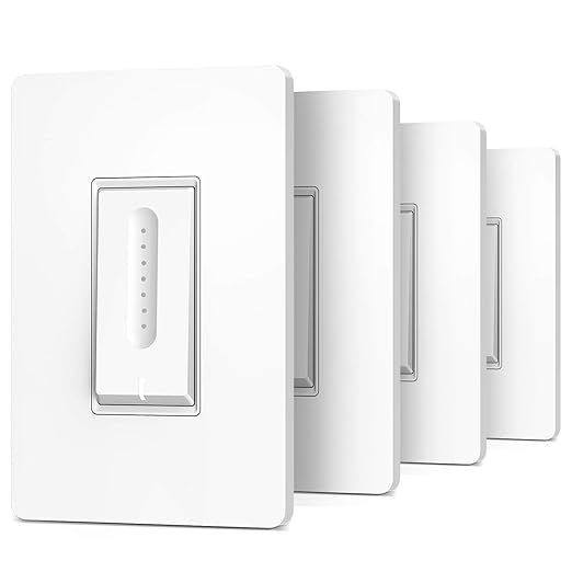 TREATLIFE Smart Dimmer Switch 4 Pack, Smart Switch Works with Alexa and Google Home, 2.4GHz WiFi Dimmer Light Switch for LED, CFL, Incandescent Bulbs, Neutral Wire Required, Single Pole TREATLIFE