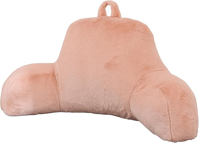 Aimuan Reading Pillow Bed Rest Pillow with Arms Rabbit Fur Back Pillow for Sitting up in Bed Adults Teens Incline Rest Sleeping Snoring with Pregnancy Lumbar Waist Support (Standard, Blush) - LeafyLoom