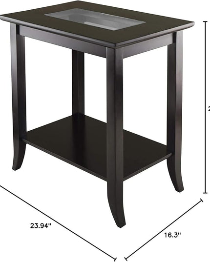 Winsome Genoa Rectangular Coffee Table with Glass Top and Shelf & Genoa Occasional Table, Dark Espresso - LeafyLoom