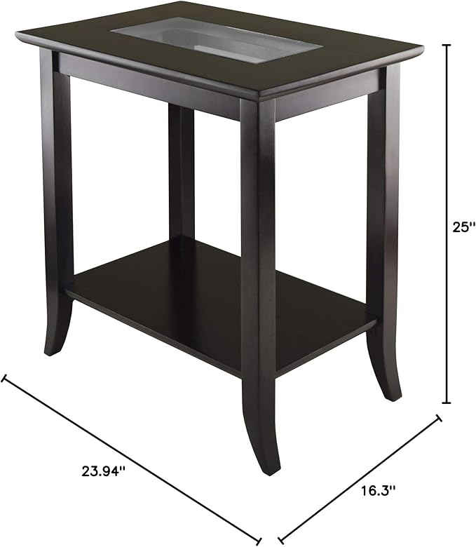 Winsome Genoa Rectangular Coffee Table with Glass Top and Shelf & Genoa Occasional Table, Dark Espresso - LeafyLoom