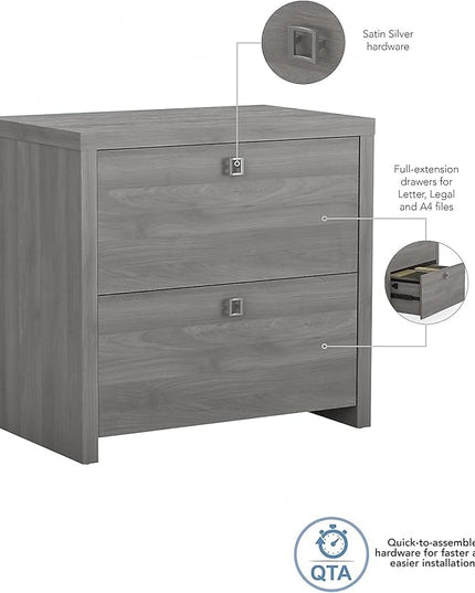 Office by kathy ireland Echo 2-Drawer Lateral File Cabinet, Letter/Legal, Modern Gray, 32-inch (KI60402-03) - LeafyLoom