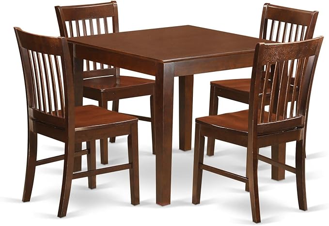 East West Furniture OXNO5-MAH-W 5 Piece Dining Set Includes a Square Dinner Table and 4 Kitchen Dining Chairs, 36x36 Inch, Mahogany - LeafyLoom