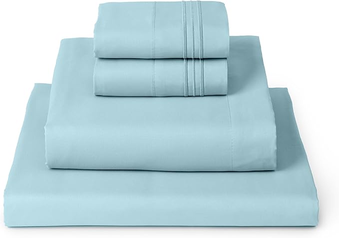 Mellanni Twin XL Sheets Set - 4 Piece Iconic Collection Bedding Sheets & Pillowcases - Soft, Cooling Bed Sheets - Deep Pocket up to 16 inch - 4 PC (Twin Extra Long, Aqua w/Extra Pillow Case) - LeafyLoom