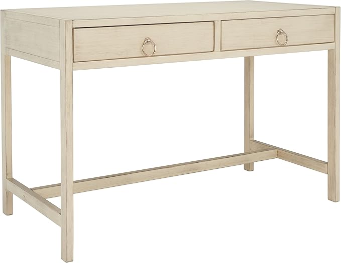 SAFAVIEH Home Collection Esther Antique White 2-Drawer Desk, Medium - LeafyLoom