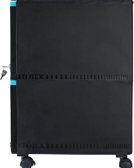 Storex 61315A01C File Cabinet, 1-Pack, Black/Teal - LeafyLoom