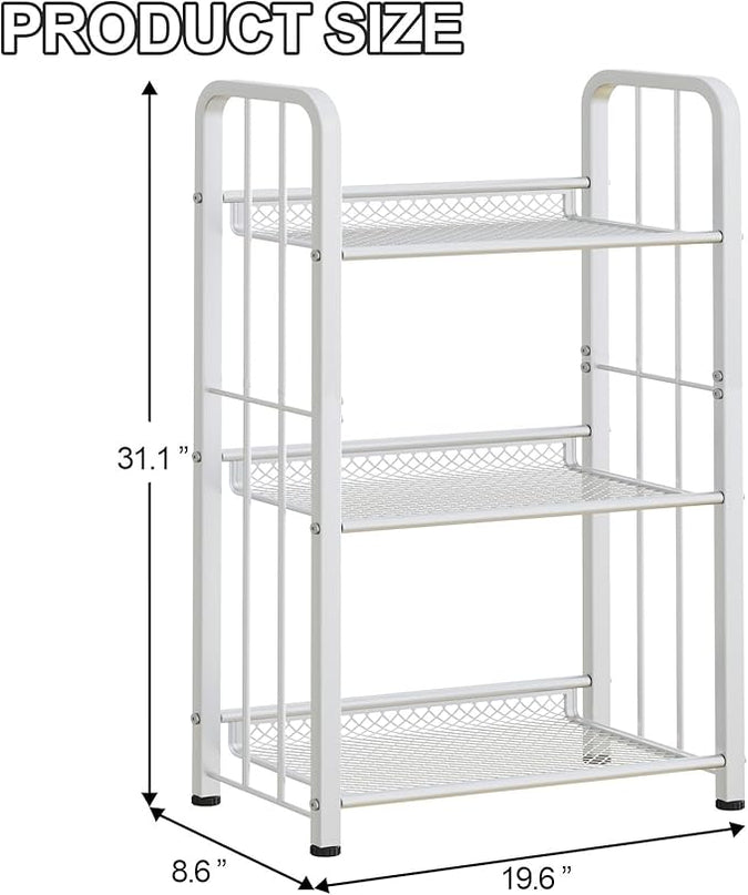 Bookshelf Storage Shelf Bookcase Freestanding Storage Stand Book Organizer for Living Room, Bedroom, Kitchen, Rust Resistance,Easy Assembly Multi-Functional Organizer(3 Tiers,White) - LeafyLoom