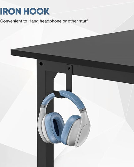 Office Desk Modern Simple Style Writing Study Work Computer Table for Home Bedroom, 32 Inch, Black - LeafyLoom