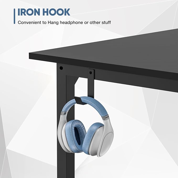 Office Desk Modern Simple Style Writing Study Work Computer Table for Home Bedroom, 32 Inch, Black - LeafyLoom