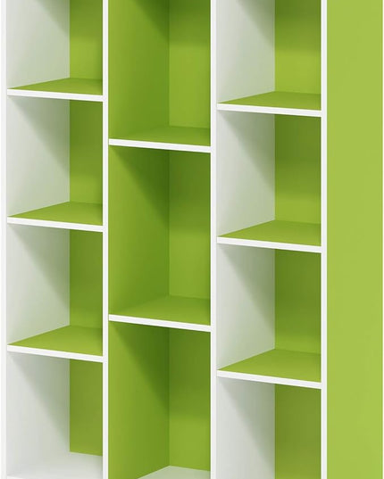 FURINNO 11107WH-GR 7 Reversible, 11-Cube, White Green - LeafyLoom