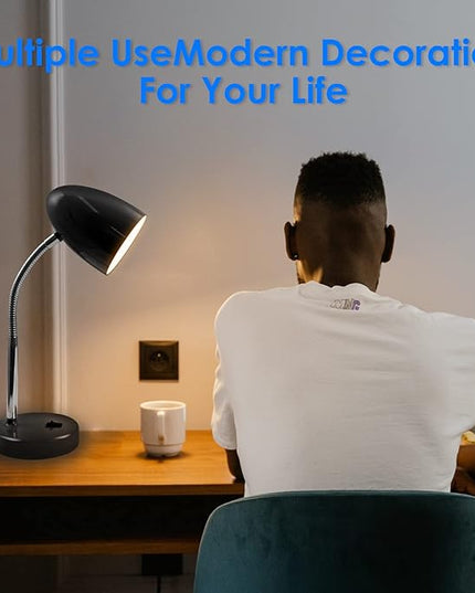 LED Desk Lamp, Flexible Gooseneck with Table lamp, 3.5W 240LM 4000K Cool White Study Lamps for Bedroom and Office, Eye Protection, ETL Listed,Black - LeafyLoom