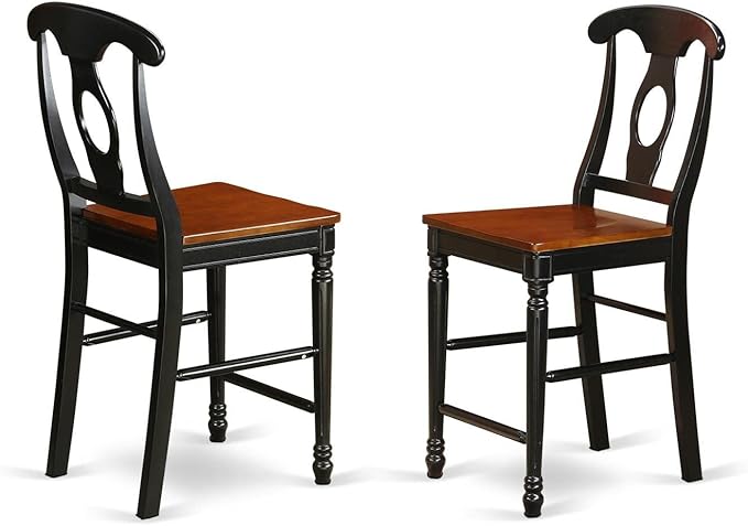 East West Furniture YAKE5-BLK-W 5 Piece Kitchen Counter Set Includes a Rectangle Dining Table and 4 Dining Room Chairs, 30x48 Inch, Black & Cherry - LeafyLoom