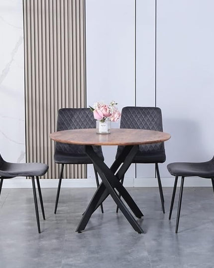 Round Dining Table for 2-4, 31.5 Inch Wood Circle Small Kitchen Table with Black Legs Modern Dining Room Table for Kitchen Dining Room (Wood) - LeafyLoom