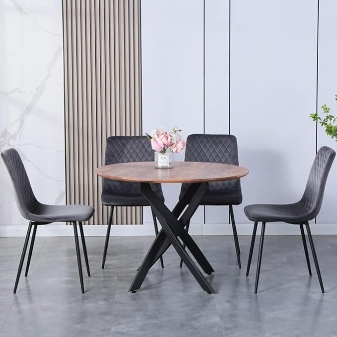 Round Dining Table for 2-4, 31.5 Inch Wood Circle Small Kitchen Table with Black Legs Modern Dining Room Table for Kitchen Dining Room (Wood) - LeafyLoom