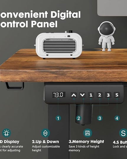 SMUG Standing Desk, Adjustable Height Electric Sit Stand Up Down Computer Table, 40x24 Inch Ergonomic Rising Desks for Work Office Home, Modern Lift Motorized Desktop Workstation, Rust Brown - LeafyLoom