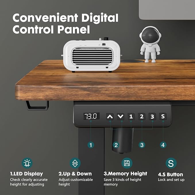 SMUG Standing Desk, Adjustable Height Electric Sit Stand Up Down Computer Table, 40x24 Inch Ergonomic Rising Desks for Work Office Home, Modern Lift Motorized Desktop Workstation, Rust Brown - LeafyLoom