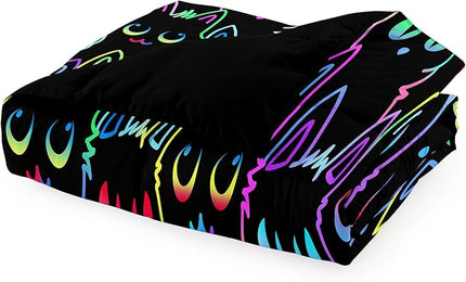 Cats Full Size Comforter Set for Girls - Cartoon Cats Bedding Set for Girls Room Lovely Cats Pattern Girls Bedding Set Soft Breathable Cats Comforter with 2 Pillowcases for All-Season - LeafyLoom