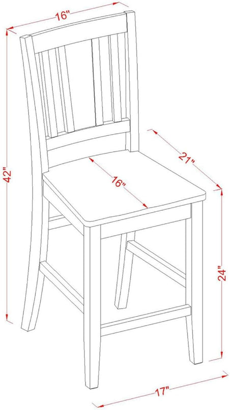 East West Furniture BUCK3-MAH-W Buckland 3 Piece Counter Height Set Contains a Rectangle Kitchen Table and 2 Dining Room Chairs, 30x48 Inch - LeafyLoom