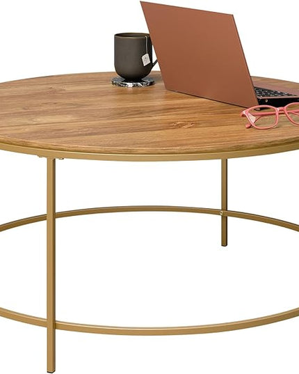 Sauder International Lux Coffee Table, L: 35.98" x W: 35.98" x H: 16.69", Sindoori Mango - LeafyLoom