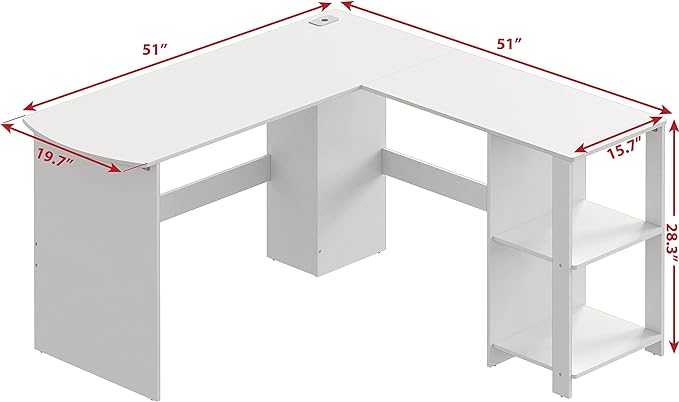 SHW L-Shaped Home Office Wood Corner Desk, White - LeafyLoom
