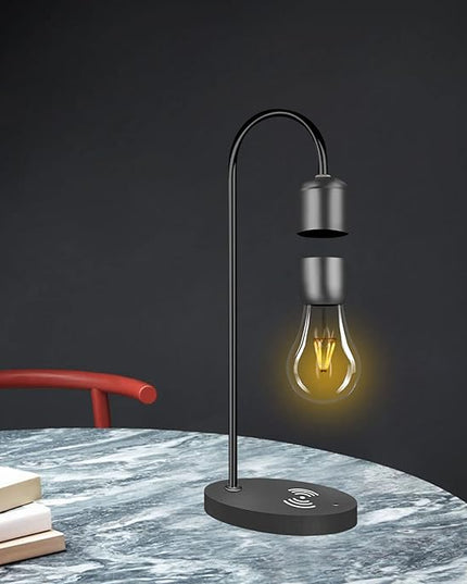 Magnetic Levitating Lamp with Wireless Phone Charger Floating Levitation Light Bulb Magnetic Table LED Night Light Bedroom Home Decoration Family Christmas Gift - LeafyLoom