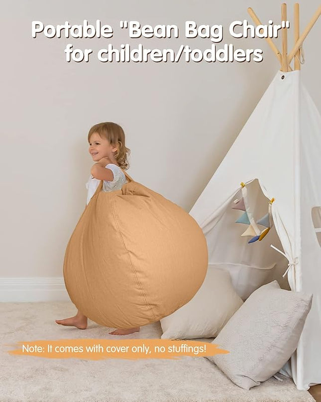 Aubliss Stuffed Animal Bean Bag Storage Chair (Solid Khaki, X-Large (48'')) - LeafyLoom