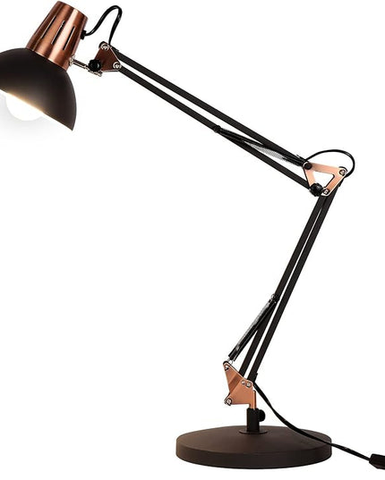 FIRVRE Metal Desk Lamp Adjustable Goose Neck Architect Table Lamp Sandy Black Tall Reading Light Swing Arm Desk Lamp with Clamp Eye-Caring for Bedroom Bedside Study Home Office Library Workplace - LeafyLoom