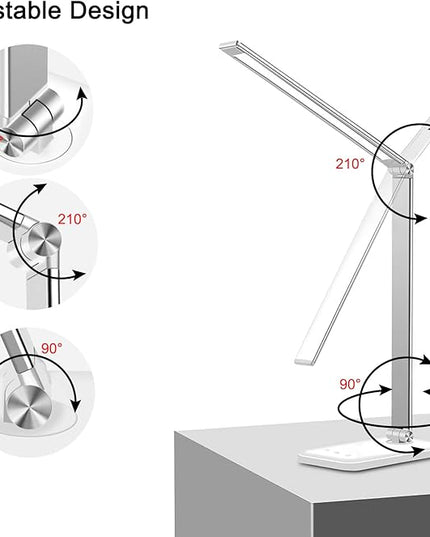 AFROG Multifunctional LED Desk Lamp with USB Charging Port, 5 Lighting Modes,5 Brightness Levels, Sensitive Control, 30/60 min Auto Timer, Eye-Caring Office Lamp，8W，5000K - LeafyLoom