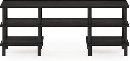 Furinno Turn-N-Tube 3-Tier Multipurpose Wide Shelf TV Stand, Espresso/Black - LeafyLoom