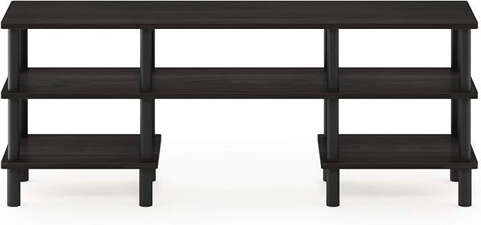 Furinno Turn-N-Tube 3-Tier Multipurpose Wide Shelf TV Stand, Espresso/Black - LeafyLoom