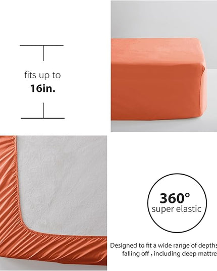 Anluoer Full Comforter Set 7 Pieces, Burnt Orange Tufted Bed in a Bag with comforters and sheets, All Season Bedding Sets with 1 Comforter, 2 PillowShams, 2 Pillowcases, 1 Flat Sheet, 1 Fitted Sheet - LeafyLoom