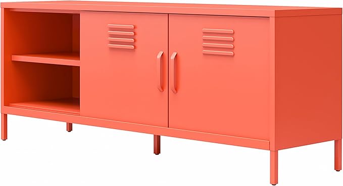 Novogratz Cache Metal Locker-Style TV Stand for TVs up to 65", Orange - LeafyLoom