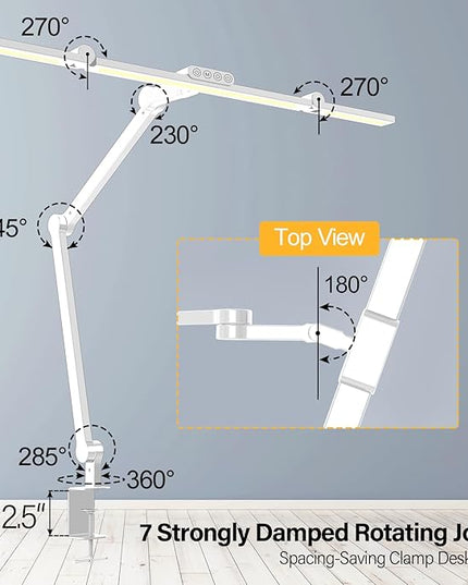Micomlan Architect Desk Lamp with Clamp, Led Desk Lamp for Home Office with Remote Control, 24W Bright Dimmable Computer Desk Light Atmosphere Lighting Adjustable Table Light for Working Crafting - LeafyLoom
