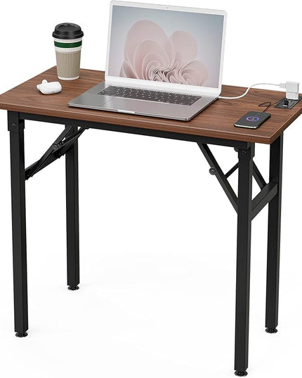 TEMI Computer Desk with Power Outlet - Portable Small with USB Ports, Durable Construction. Perfect Writing Desk, Study Table, and Office Table for Compact Spaces. Work Desk for Home Office Use. - LeafyLoom
